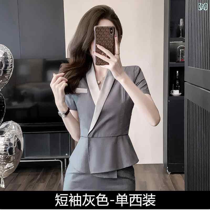 ユニフォーム エステ 事務服 の プロ スーツ スカート レディース 夏の お姫様 高級 半袖 作業着 宝石 店 美容院