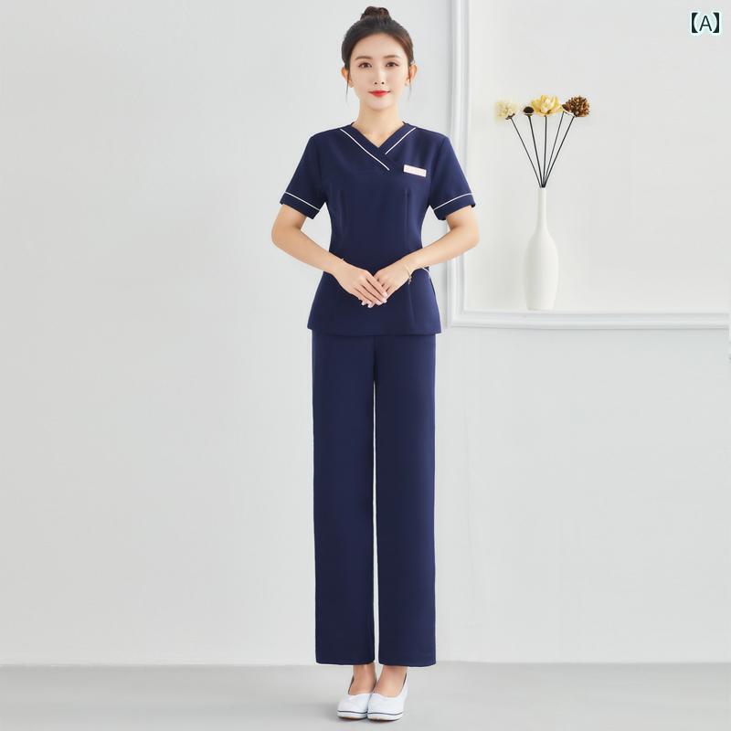 ユニフォーム エステ 事務服 美容院 技術者 作業着 夏 ナース 美容師 フットバス ペディキュア ティー アーティスト 制服 スーツエステユニフォーム