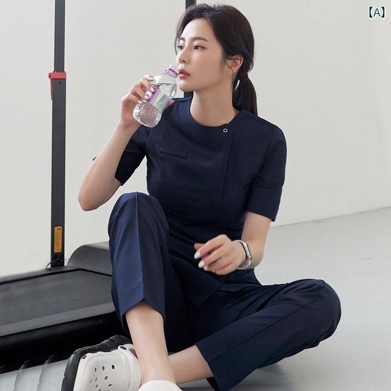 レディース 事務服 ユニフォーム 女性用 夏用 ナース ユニフォーム 医療 美容 サロン スキン ケア 技術者 ペディキュア 作業着 高級 スプリット スーツ