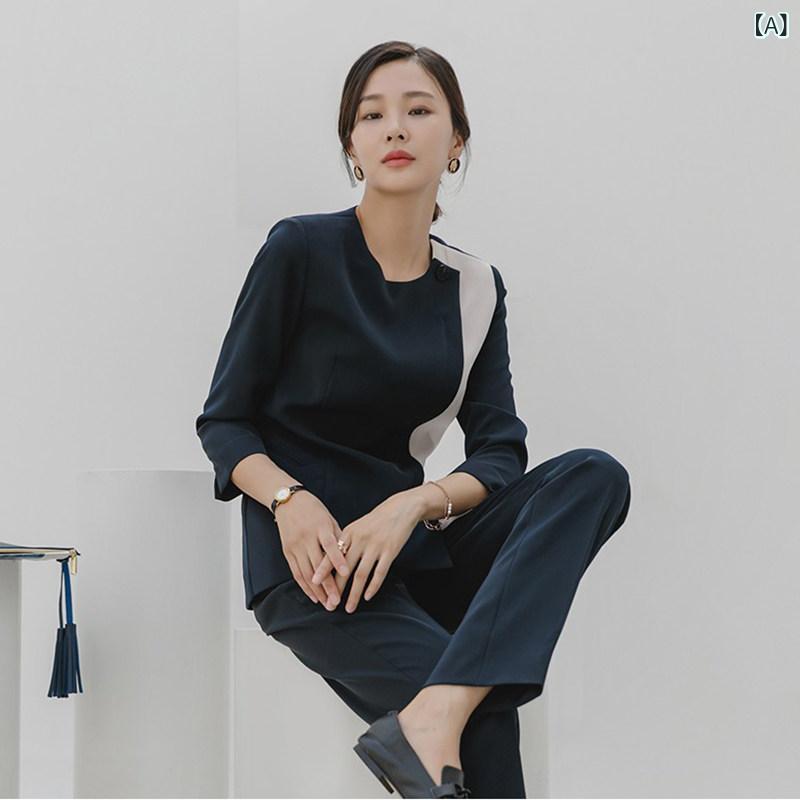 レディース 事務服 ユニフォーム 韓国 美容 室 ヘルスケア 皮膚 管理 クラブ タトゥー 刺繍 マニキュアと まつげ 技術者 作業着 春夏 スーツ