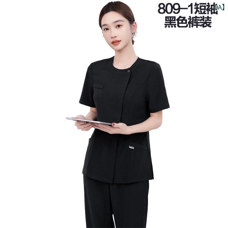 レディース 事務服 制服 明 福 鳥 美容 室 やり方着 レディース 半袖 プルオーバー 足 湯 揉み療治 スパ 科学技術者