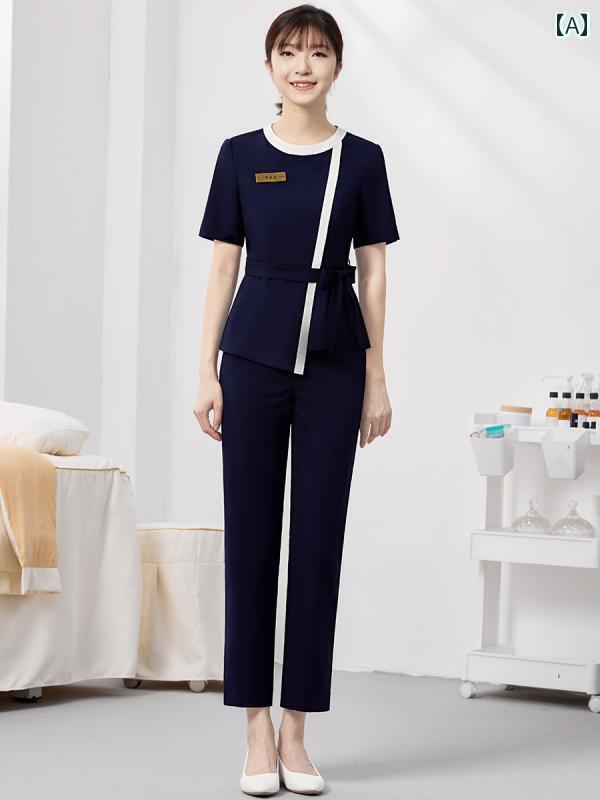 レディース 事務服 ユニフォーム 翔 春 鳥 高級 美容院 美容師 作業着 女性 春夏 健康 SPA クラブ 技術者 マッサージ ユニフォーム