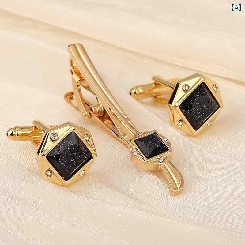 ネクタイ ピン メンズ メンズ ビジネス 新郎 結婚式 ベスト マン ファッション 精巧 ネクタイ ピン フレンチ カフスボタン セット ギフト ボックス