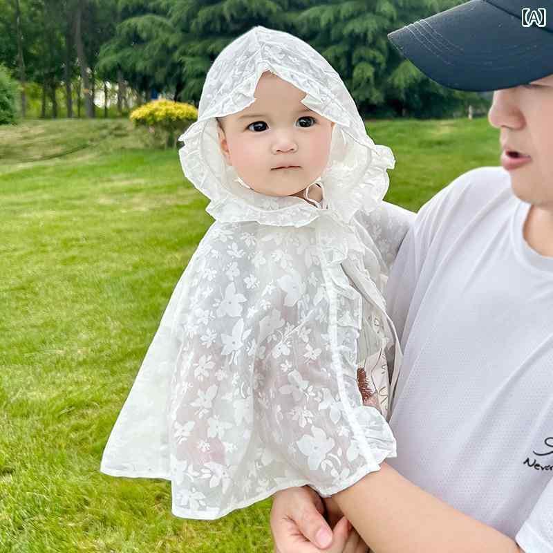 ケープマント 赤ちゃん用 ベビー 夏用 マント 防風 薄手 お出かけ 新生児 おしゃれ プリンセス 風 日焼け防止 服 夏 スタイル