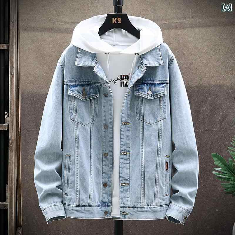 デニムジャケット シャツ メンズ Jeanswest ブルーデニム ジャケット メンズ 2025 秋冬 ベルベット ハイエンド トップ｜北摂軽太郎便
