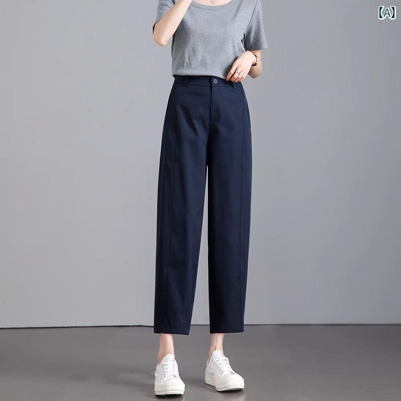 レディース テーパード パンツ ネイビーブルーの パンツ レディース 2025 春夏 カジュアル スリム スモール 9 ポイント ゆったり ワークウェア キャロット