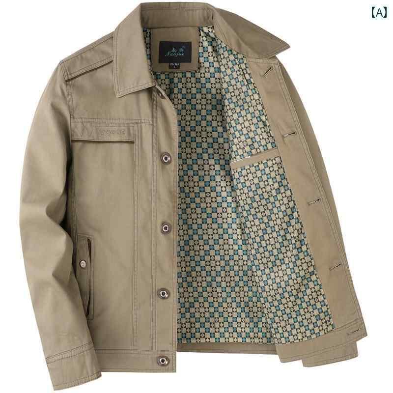 メンズ カジュアル シャツ ジャケット お父さんの 綿 ジャケット 春秋 中年 メンズ 秋服 ボタン トップ 男性