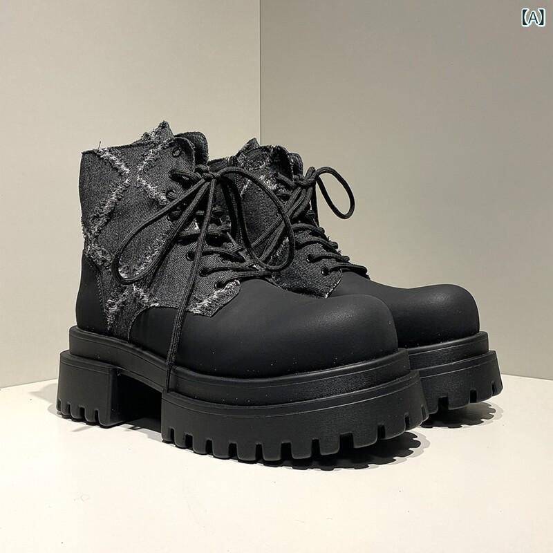 メンズ ブーツ 靴 成人男性用  ブーツ な 厚底 身の丈 繰り上げる 春の 熱っぽいな 黒の メンズ遊撃手 連合王国 風 ご機嫌撥ねのける 原動機 循環過程