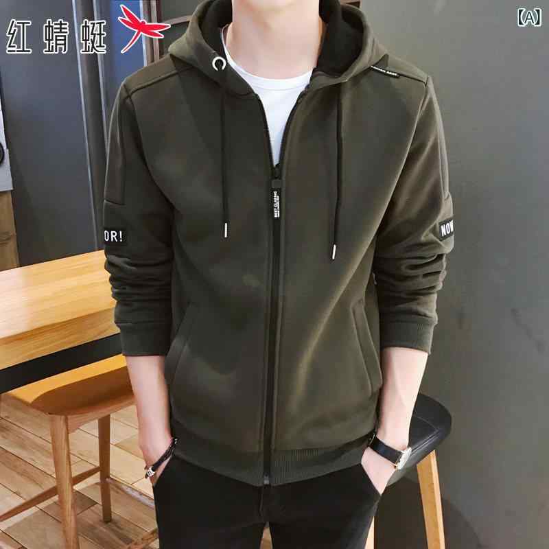 今めかしい メンズ パーカー 赤 トンボ ジレー スウェーター メンズ ボンネット付き添い人 春 とっ始め 服 烏兎な 心地好い 上衣 成人男性