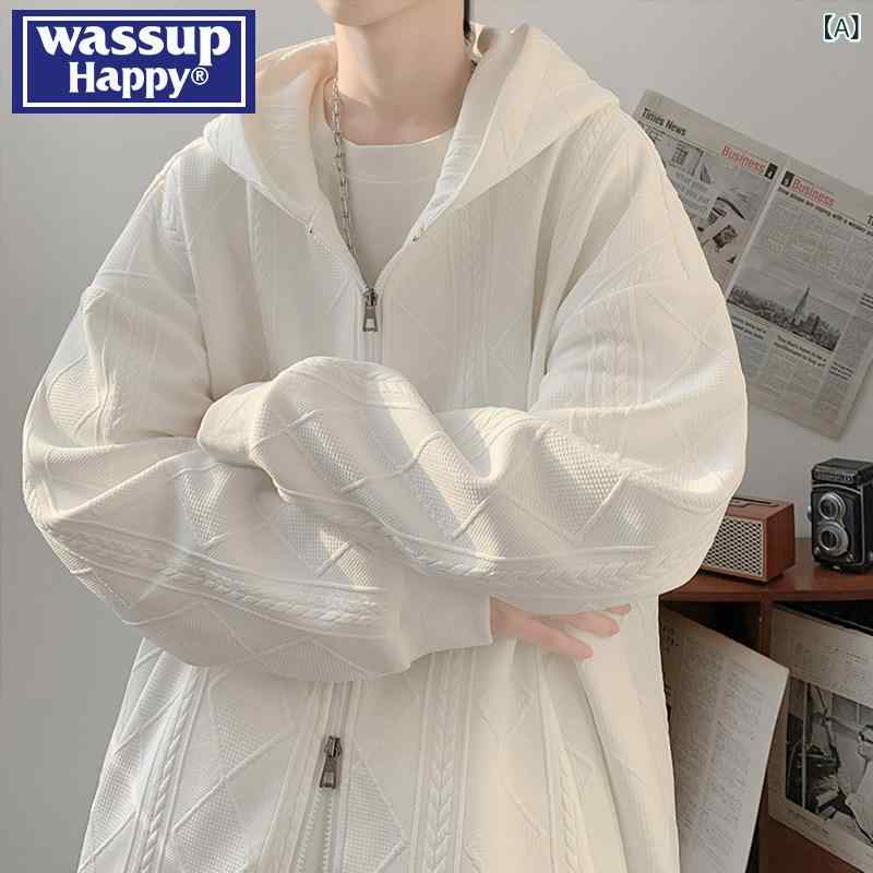 今めかしい メンズ パーカー wassup happy アメリカン 甚だしい ファスナー ジレー スウェーター メンズ 年月  気が大きい大きさ ボンネット付き添い人 上衣