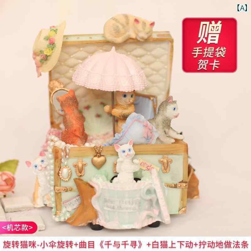 楽天市場】見上げ猫 回転オルゴール 赤(インテリア オルゴール 人形