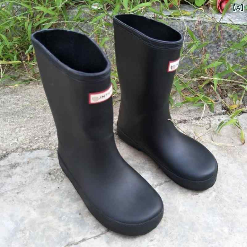 キッズ 長靴 ちびっ子用 連合王国製の 上滑り打ちきり 付き添い人 ちびっ子用 レインブーツ 真っただ中 無地 お坊っちゃんと お嬢さん 雨合羽 靴 サイバー空間の 滑っこい 天然ゴム シングル 表現スタイル レインブーツの
