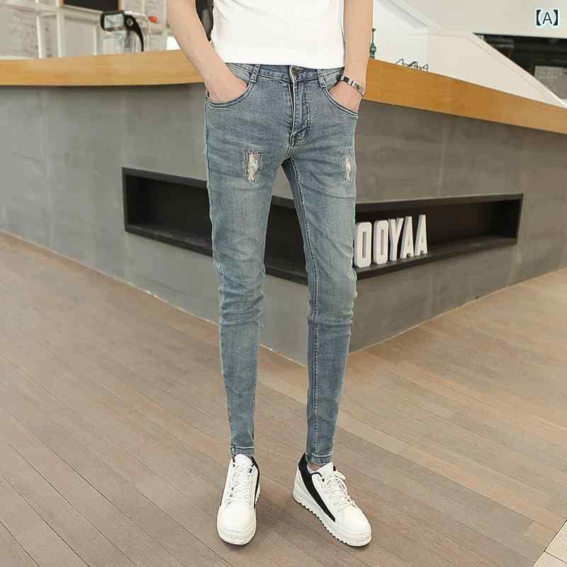 メンズ スキニー パンツ タイト メンズジーンズ 韓国 スリムフィット スキニー ジーンズ ストレッチ タイト ペンシル パンツ 秋冬 カジュアル
