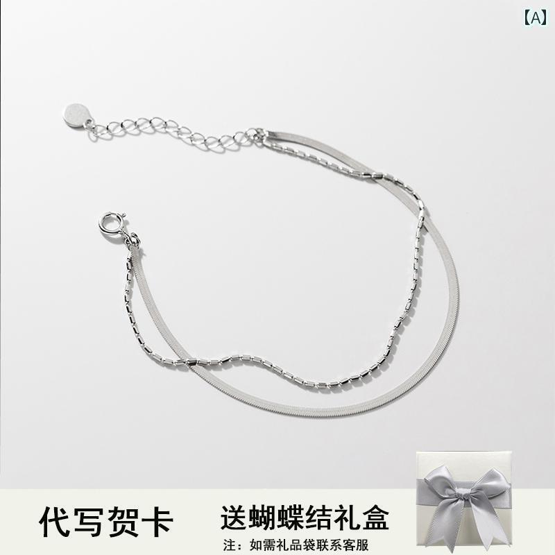ラグジュアリー ブレスレット S925 スター リング シルバーの 二 重層 フラット スネーク ボーン ブレスレット 女性用 シンプル クールな スタイル 高級 感 な 夏の ハンド ジュエリー