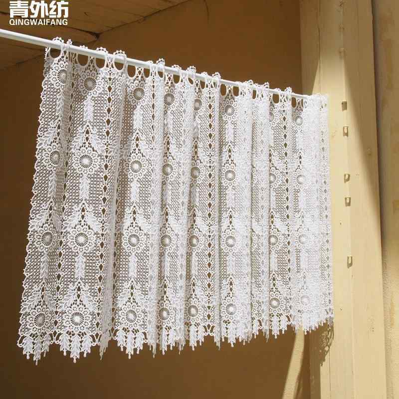 レース カーテン インテリア 水溶性 刺繍 レースの ドア カーテン ハーフ キッチン キャビネット ロッド パーティション ガーゼ バルコニー 寝室 遮 光