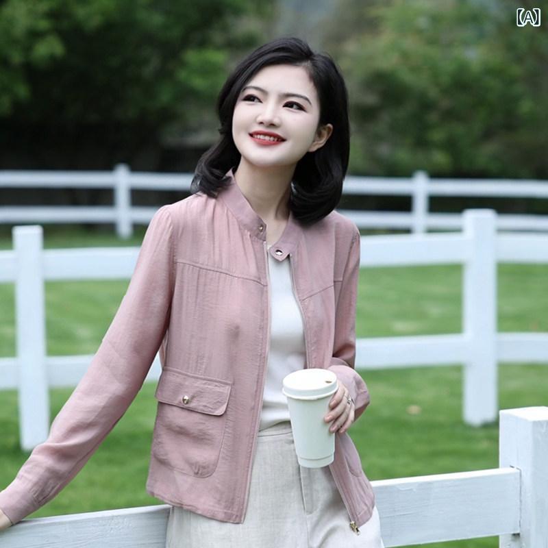 キルティング 上衣 レディース Fengzhu レディース 服の か細い ファスナー 照明ランプ色合い 長袖 上衣 お上さん 遊撃手 表現スタイル 2025 夏の アウトドアお召しもの レディースファッション-コート・ジャケット