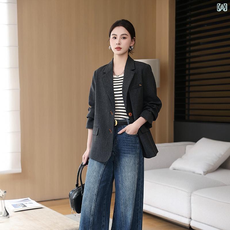 スーツ ジャケット スタイル レディース レトロで スタイリッシュな 高級 スーツ ジャケット 女性用 韓国 2025 春 小さい サイズ 年齢を 減らす カジュアル