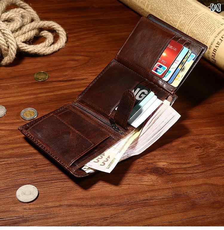 メンズ 財布 ウォレット メンズ 革 ショート ウォレット ホース レザー 縦長財布 多機能 マルチ カードスロット 運転 免許証 レトロ 牛革 財布