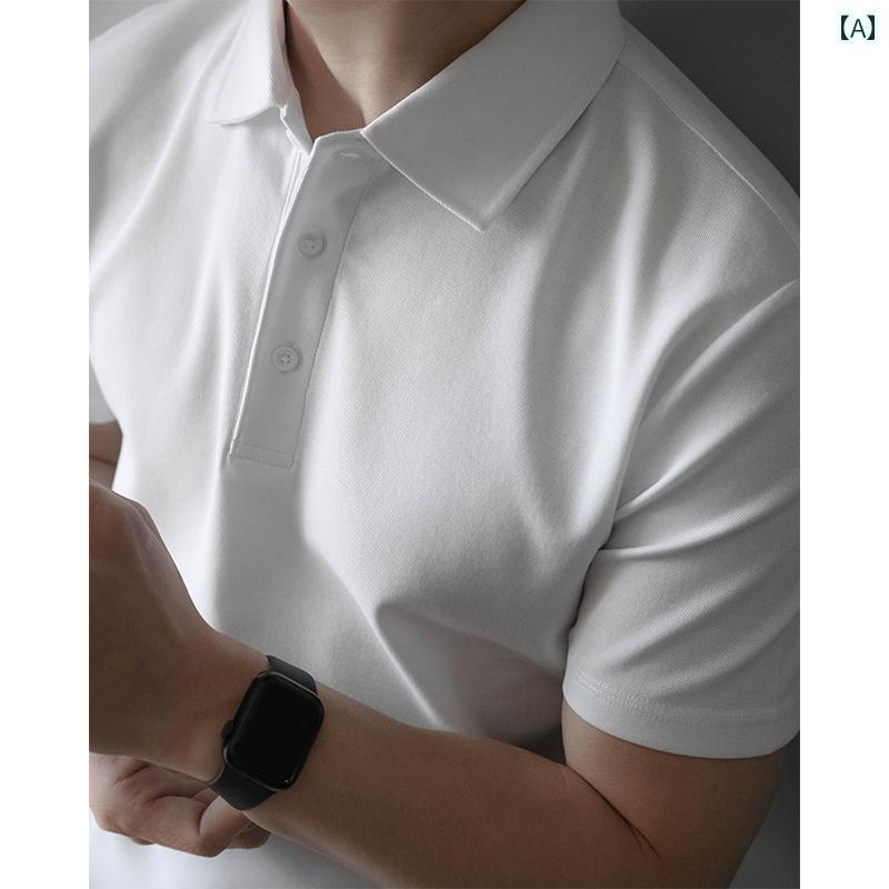 メンズ ポロシャツ シンプル 230 G コットン 混紡 クール ソロ ナ 半袖 Tシャツ ビジネス カジュアル 軽い 大人 スタイル 夏 メンズ ポロシャツ