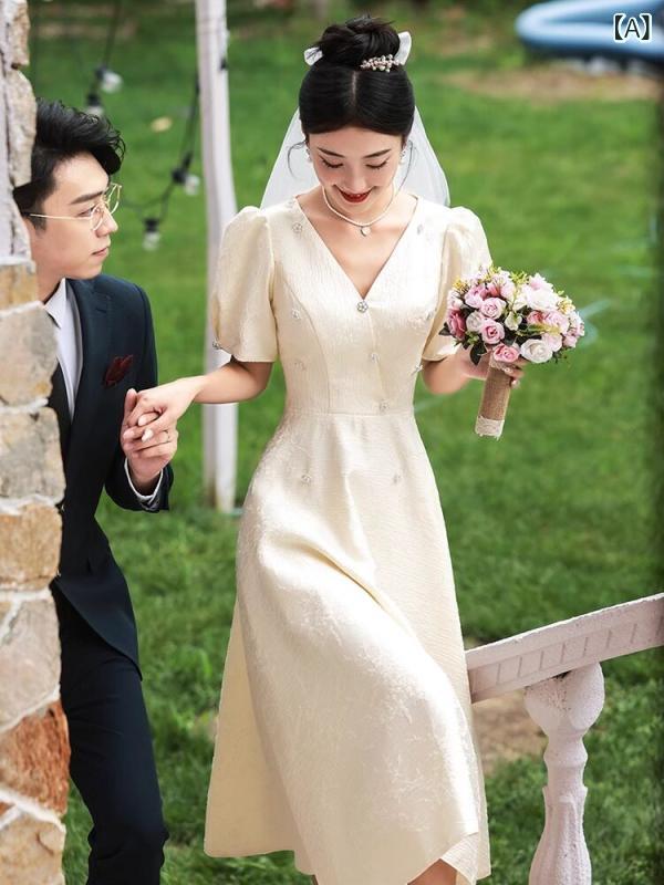 ウェディング ドレス 女性用 婚約 ドレス 結婚 証明 書の 登録 小さい 白い パーティーの ウェディングドレス 花嫁の ウェディング トースト ハイエンド|北摂軽太郎便