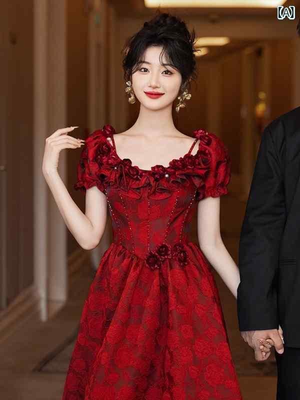 ウェディング ドレス トースト ドレスの 花嫁 2025 高級 婚約 ドレス スカート ラン プリンセス スタイル 軽い ハイエンド 帰国 9,135円