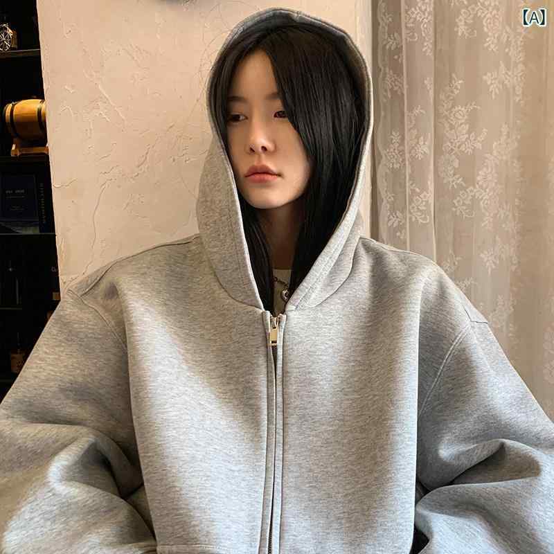 秋冬 レディース パーカー TXT アメリカン レトロ 表どおり ボンネット付き添い人 トレーナー レディース 秋用 大層らしい 大いさ 大気圏 レイヤースタイル ファスナー ジレー上衣