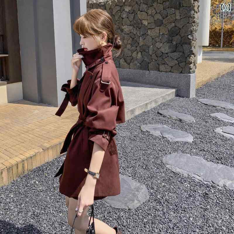 歳月 レディース トレンチコート アンゴラ 赤いこと 心地よい 真っただ中 丈 ウィンドブレーカージャケット レディース 2025 春 歳月 厚地の外套