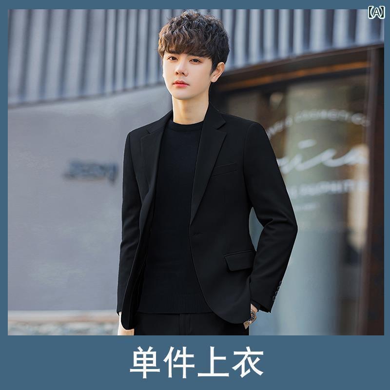 ビジネス スーツ リクルート メンズ Luo Meng スモール スーツ メンズ 春秋 ビジネス 韓国 カジュアル スリムフィット ジャケット|北摂軽太郎便