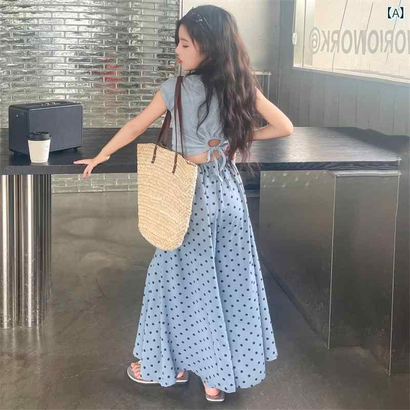 お子さん服 スコート 心地好い フランス共和国の お姉さん 夏の 背広 2024 半袖の スコート お子さんの お召しものの スコートと ズボン下の 背広の カジュアルスカートセット-スーツ・カジュアルセットアップ