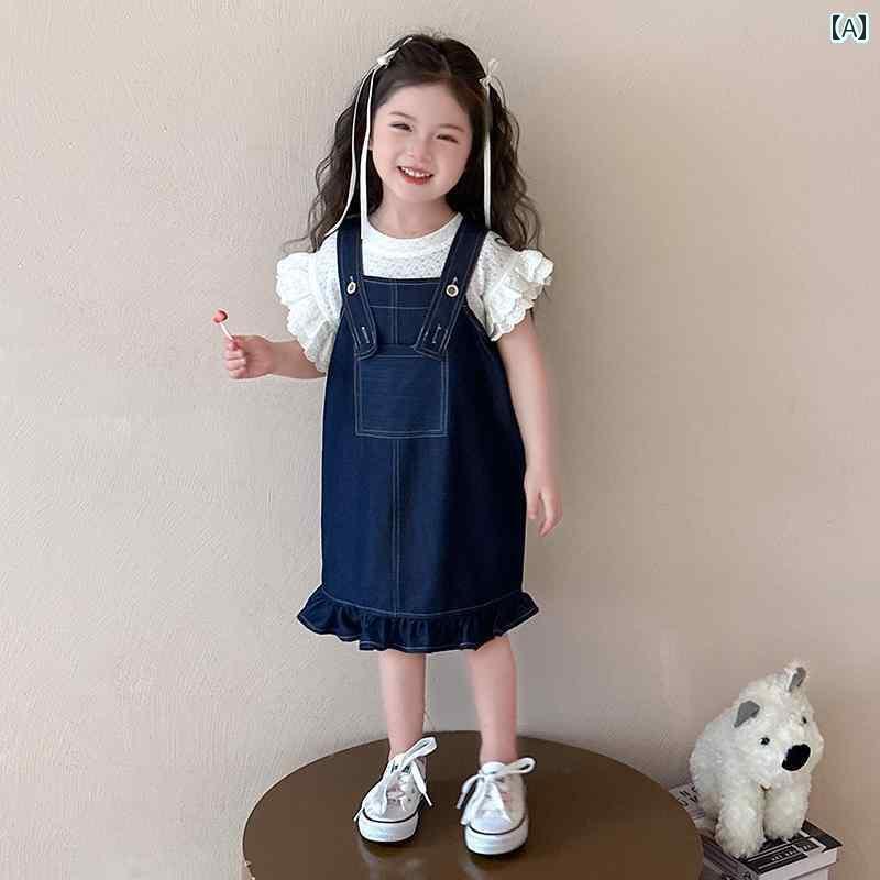 子供服 スカート カジュアル 女の子 夏の スーツ 2025 子供の スタイリッシュな デニムオーバーオール スカート ベビー 薄型 スタイル 美しい