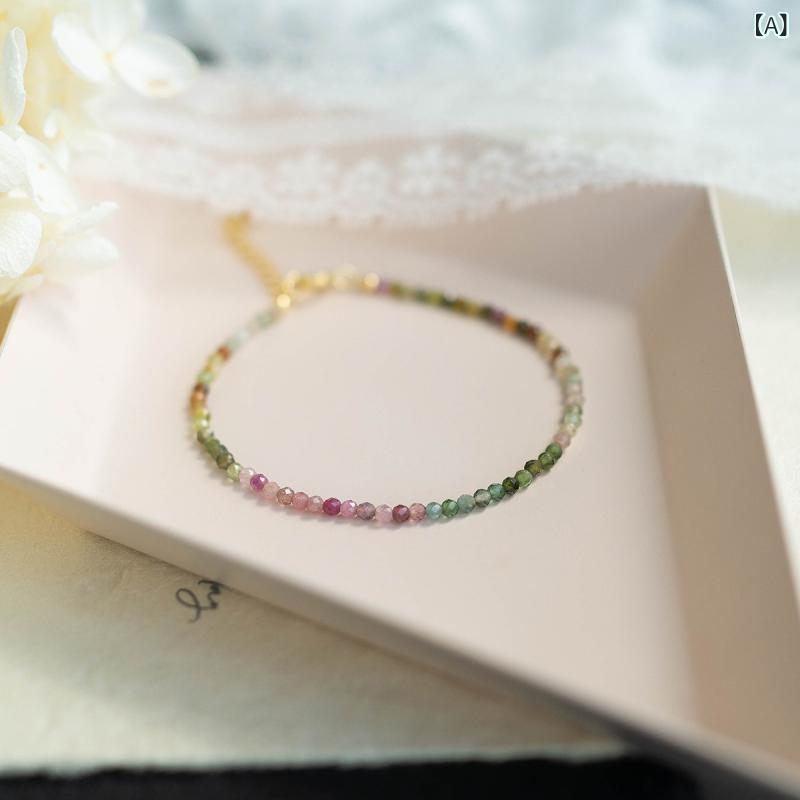 トルマリン 腕輪 派手 虹霓 トルマリンブレスレット レディース Xia Wangfu Stone 14 K ゴールド スイカ 925 しろがね色色合い 意中の女への 差し上げ物