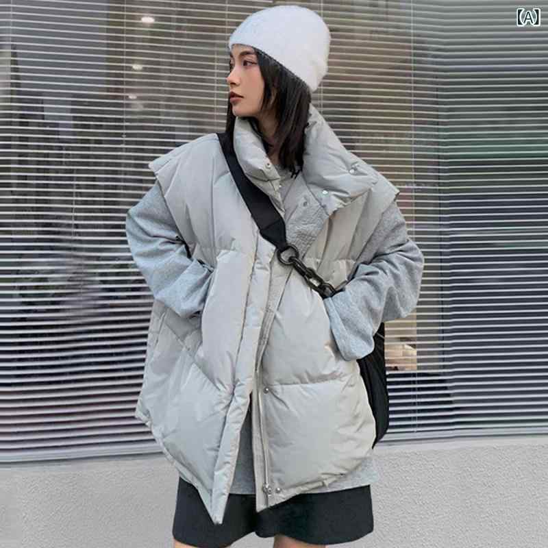 カジュアル ダウン ベスト 女性用 カレッジ ダウン コットン ベスト レディース 秋冬 アウターウェア ウエスト コート 韓国 ジャケット