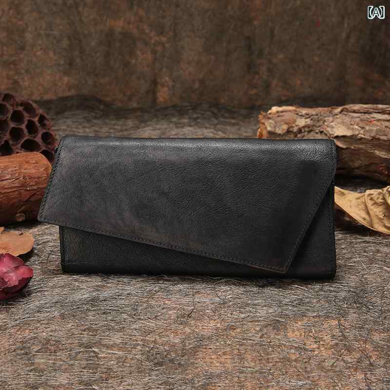 メンズ ウォレット 財布 Fatis レトロ シンプル クラッチ 縦長 革 バッグ第一層 牛革 財布 レディース