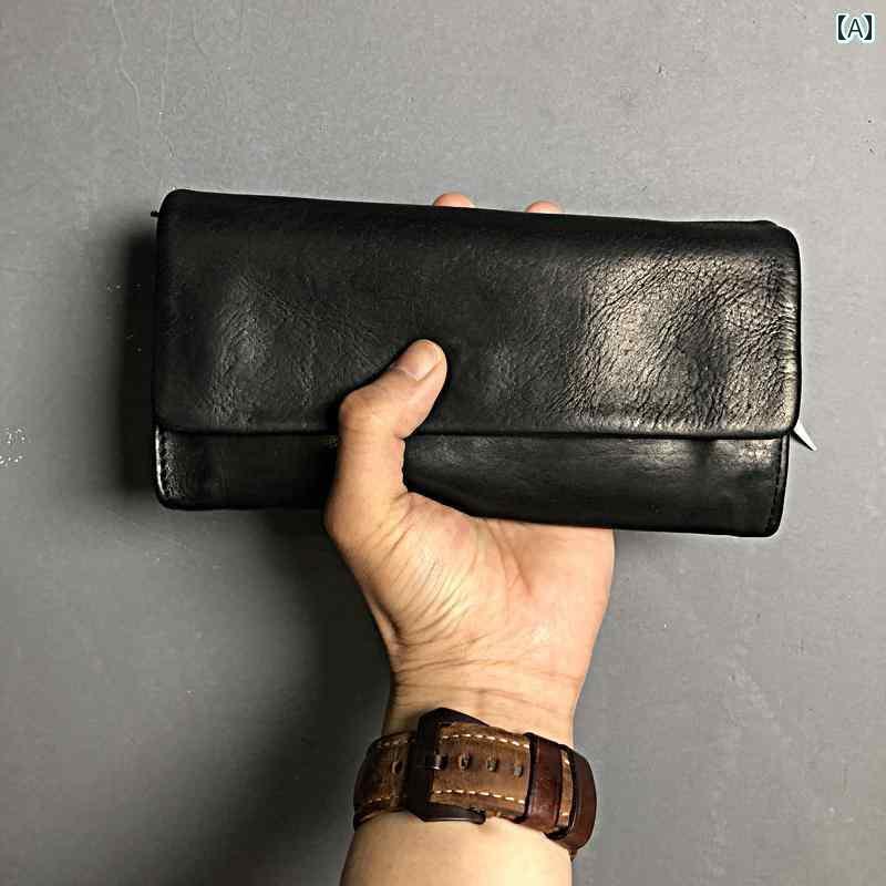 メンズ ウォレット 財布 GURRS 牛革 レトロ ウォレット メンズ ウォッシュド 革 レディース ブラック クラッチバッグ 富|北摂軽太郎便