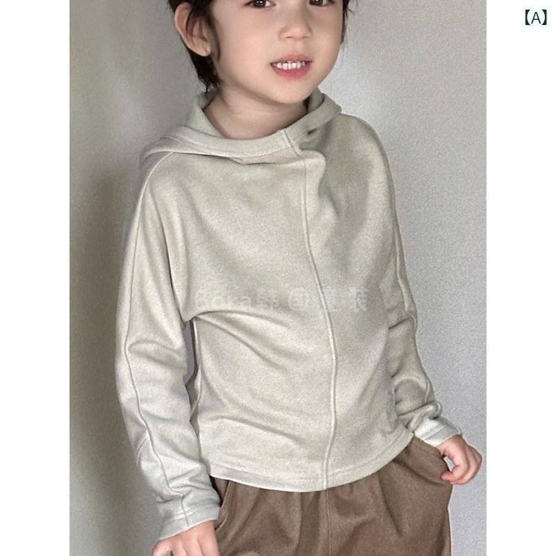 キッズ服 カジュアル パーカー 男の子 スウェットシャツ 子供用 レイヤリング シャツ フードと 厚手 24 秋冬 Tシャツ 長袖 ベビー ガール インナートップ 3