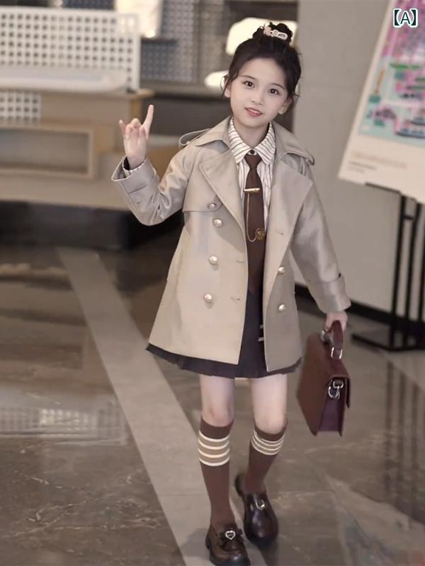 女の子 トレンチコート キッズ フランスの 女の子 ウィンドブレーカー 春秋 スタイル 2024 秋 子供用 キルティングジャケット 大きい 子供の おしゃれな コート 秋冬服｜北摂軽太郎便