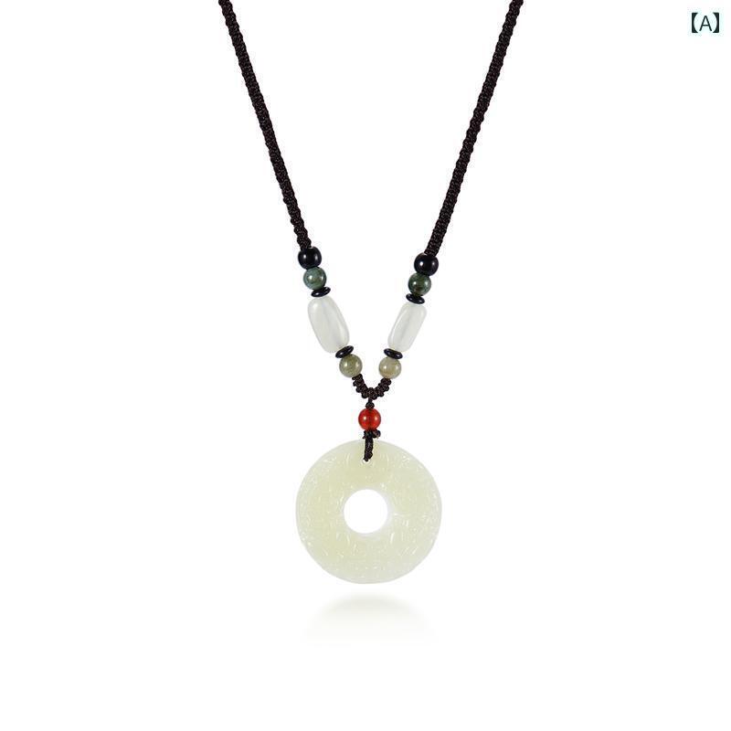 メンズ ペンダント アクセサリー ネックレス ゼロ ライン 貔貅 黒曜石 安全 バックル ペンダント チャイナ風 カップル ネックレス メンズ レディースの 翡翠 玉 髄