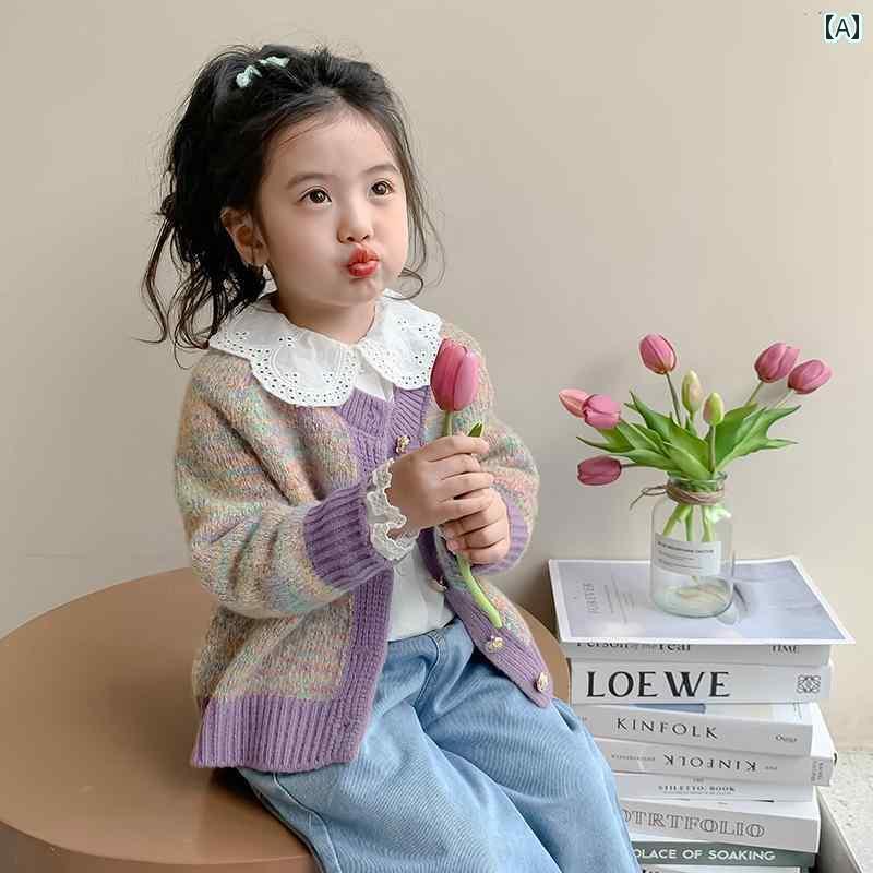 女の子用 カーディガン キッズ ニット 女の子 ニットカーディガン 春秋 スタイル 2025 子供用 スタイリッシュな セーター ジャケット 小中 サイズ 万能 カジュアル トップス