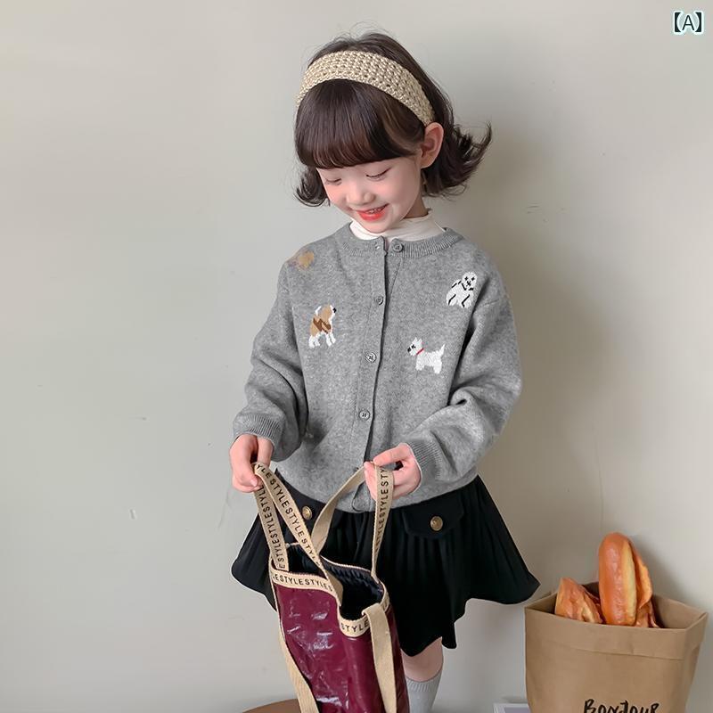 女の子用 カーディガン キッズ ニット 女の子 カーディガン セーター 春秋 2025 子供服 ウエスタン ガールズ 春 トップス 子供用 ニット ジャケット