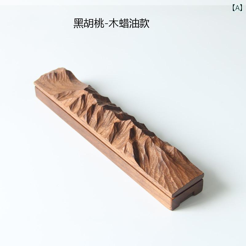 香立て 夢 山型 香炉 茶室 香座 無垢材 創作 香 立て 禅の 置物 手 彫り ギフト