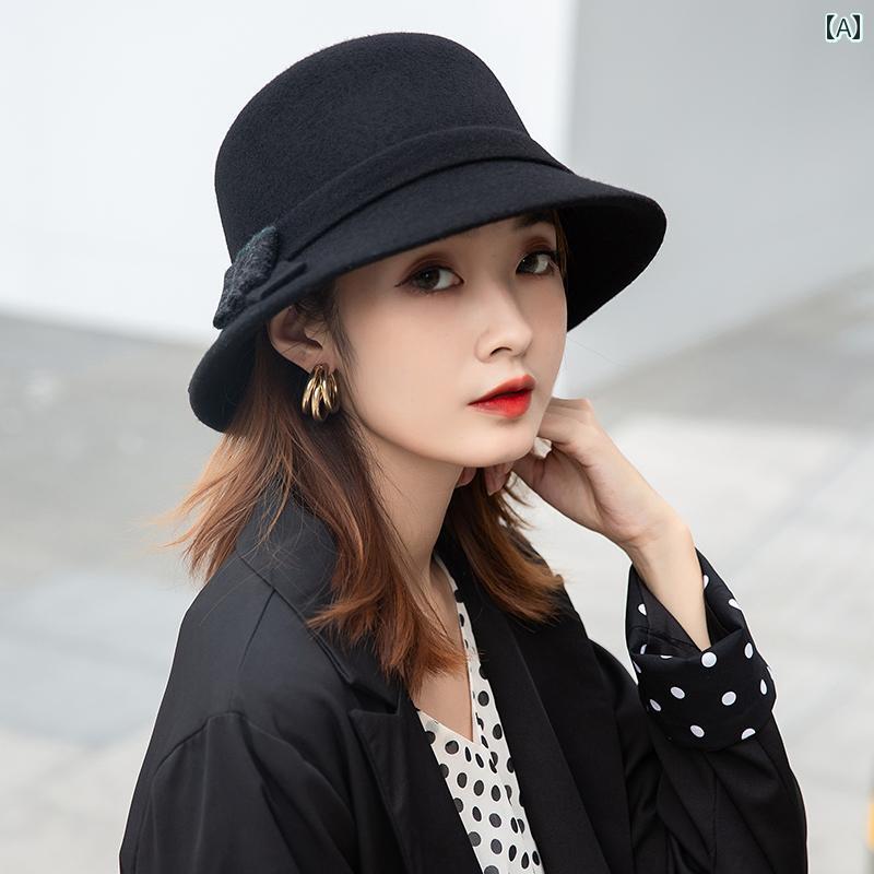 旅行用 サンハット 女性用 ウール 帽子 レディース 冬 ファッション 暖かい 冬な 顔 表示 小さい フィッシャーマン ハット 秋冬