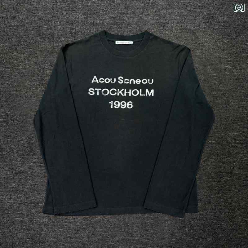 ロング捩り プルオーバー 男女兼用 AC Acou Scneou レトロ 1996 デジタル ダイ ウォッシュ 産業 薄っぺら ロング捩り プルオーバー 男女兼用