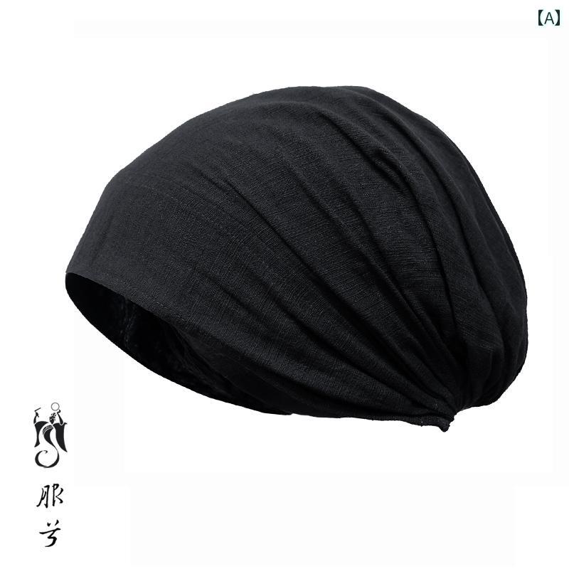 防寒帽子 メンズ 伏 羲 文学 作品 帽子 薄型 防塵 魔法 スカーフ メンズ コットンリネン 春秋 ハゲ 頭 キャップ