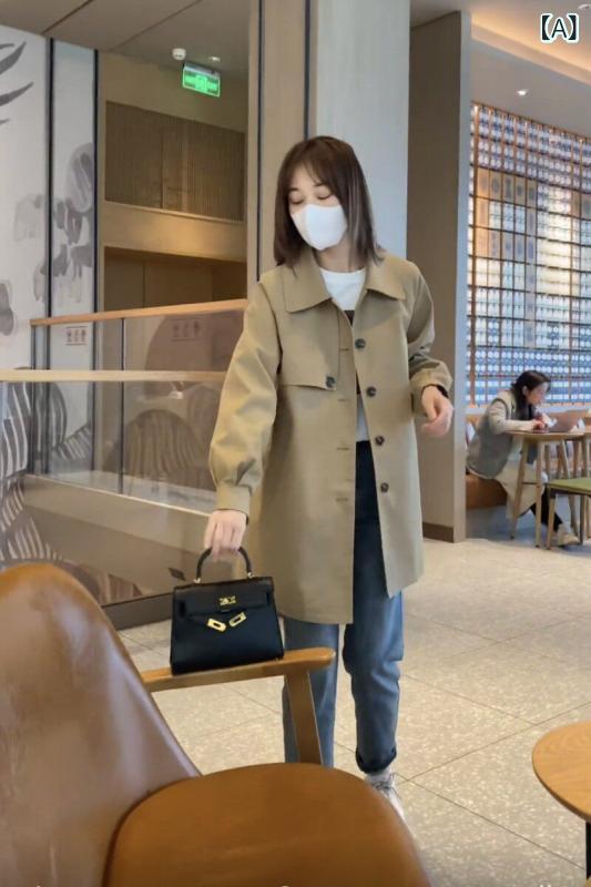 レディーストレンチコート 心地好い 佇まいの ウィンドブレーカージャケット 成人女性用 2025 烏兎 韓国 ゆったり か細い S 大きさ 並み並み ロング 厚地の外套