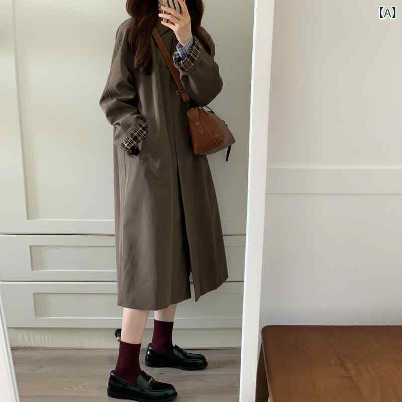 レディーストレンチコート 女性用 韓国 ウィンドブレーカージャケット 2025秋 スタイル とても かっこいい ミディアム ロング 小さい サイズがの ホット 薄型｜北摂軽太郎便