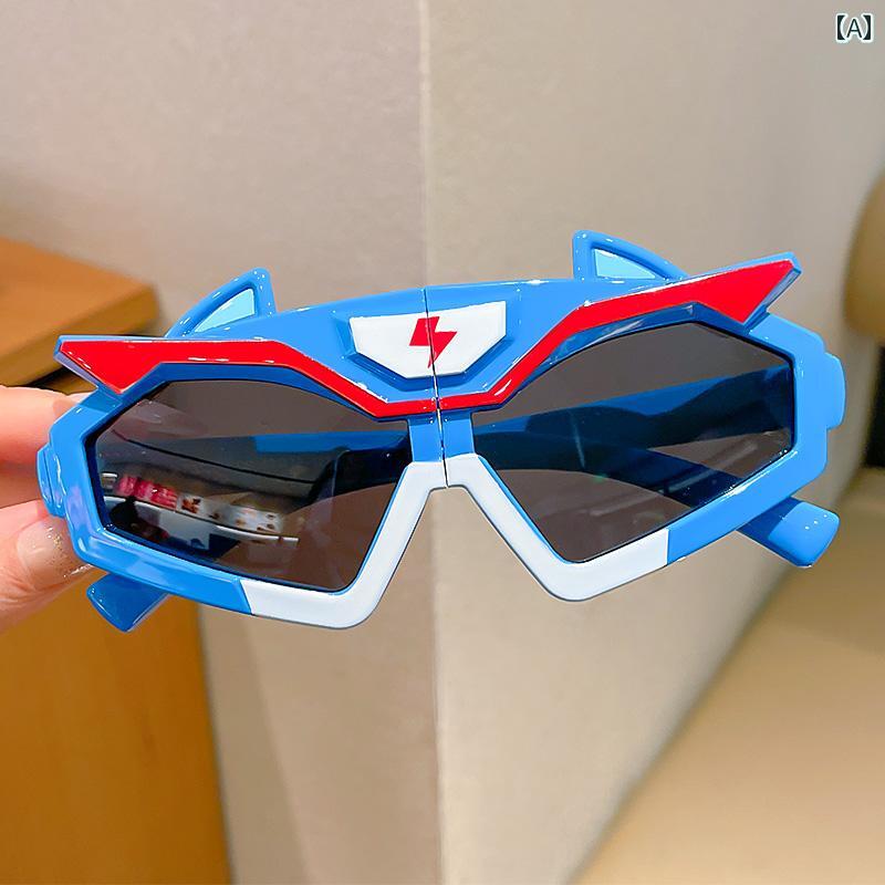 子供用サングラス かわいい 子供用サングラス かわいい 折りたたみ 式 サングラス 2025年 男の子用 トランスフォーマー 子供用 女の子 夏用 日焼け防止 メガネ画像