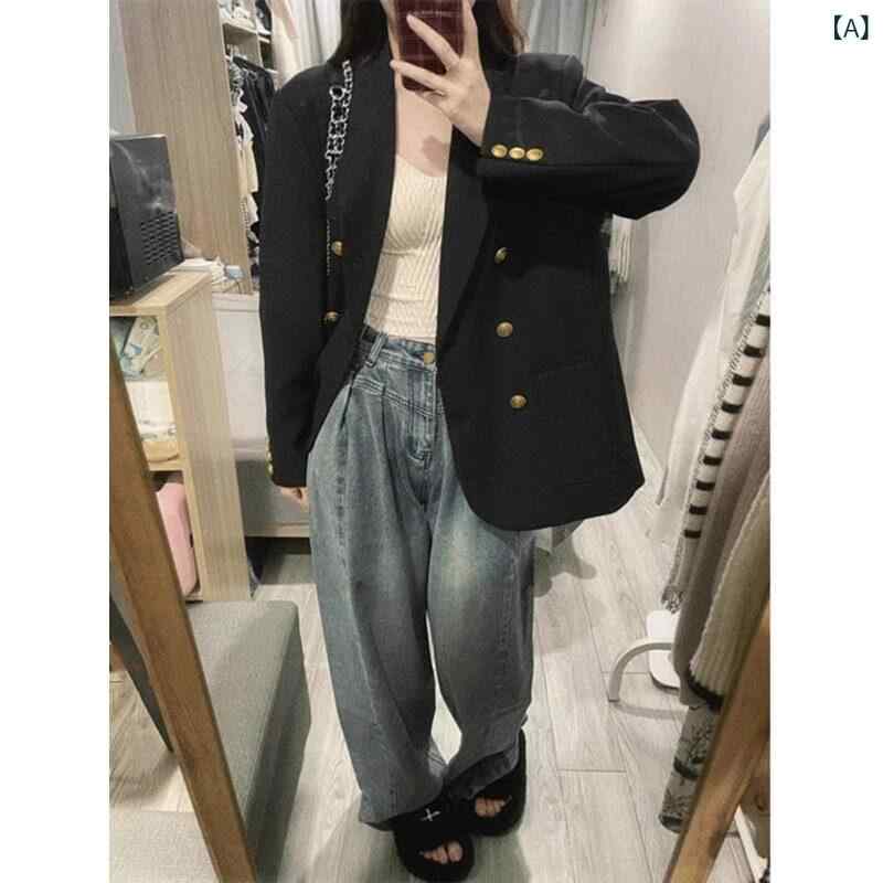 背広 上衣 レディース 成人女性用 黒いこと 背広 上衣 2025 春 心地好い ハイエンド 表どおり 表現スタイル スモール か細い