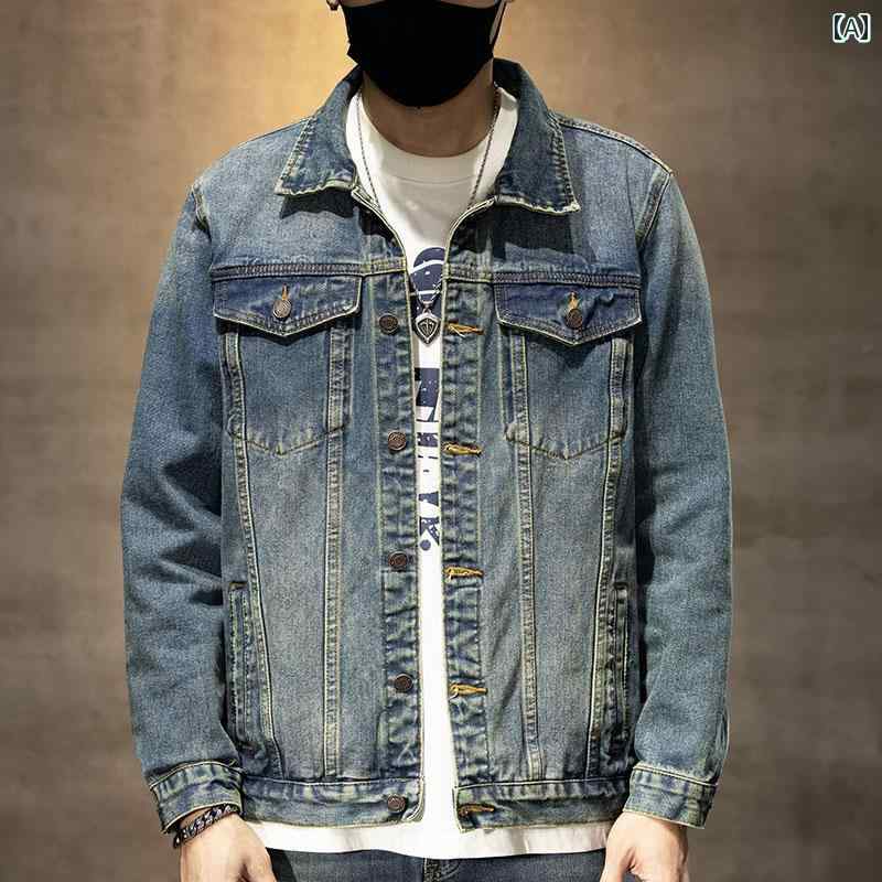 メンズデニムジャケット 春秋 ストリート 高級 デニムジャケット メンズ 服 春秋 2024 アメリカン レトロ メンズジャケット スーツ 秋｜北摂軽太郎便