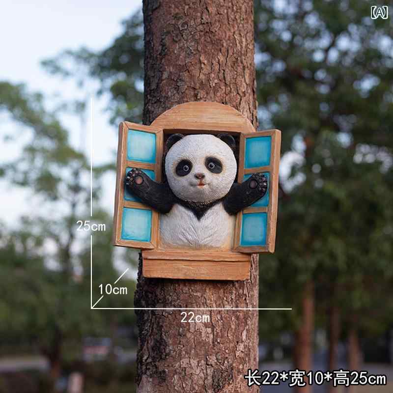 アンティーク 壁飾り レイアウト 庭の 装飾 パンダ ウサギの 木の ペンダント 屋外 ガーデンオーナメント 幼稚園の 壁 ガーデニング 装飾品