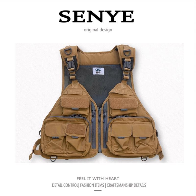 アウトドアベスト Senye マルチ ポケット カジュアル 調節可能 ルアー ベスト アメリカン スタイル アウトドア フィッシングベスト ユニセックス